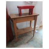 Wood Side Table 24x11x28"&Small Wood Stool