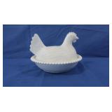 Hen On Nest Milk Glass,possibly  Indiana Glass