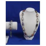 Genuine Stone&Silver Necklace&Bracelet