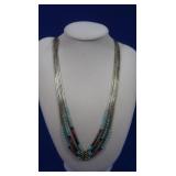 Sterling Liquid Silver&Bead Stone Necklace