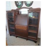 Antique Fold Down Desk w/Glass Book Cases