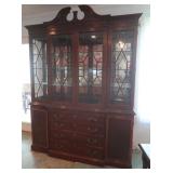 Wood China Cupboard,Lighted,2pcs,Top Piece