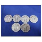 6 Standing Liberty Silver Quarters