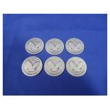 6 Standing Liberty Silver Quarters