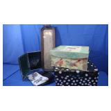 Vintage Wood &Glass Tray 24x8" w/2 Boxes