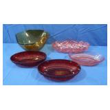 Vintage Indiana Glass Amberina Bowls,Pink Pressed
