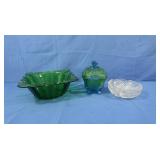 Vintage Pressed Glass Bowl,Jeanette Glass Lidded