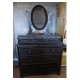 Antique Walnut Chest of Drawers w/Oval Mirror