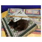 Crochet blanket & hummingbird blanket w/ cat decor