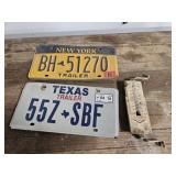 License plates and thermometer