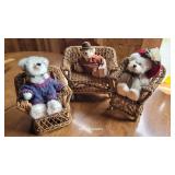 3pc vintage doll wicker set with three bears - 1