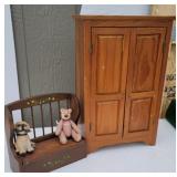 2 door doll cupboard and window bench