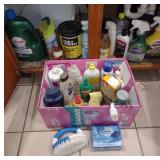 Cleaning supplies, sponges, cat supplies shampoo,