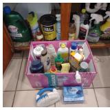 Cleaning supplies, sponges, cat supplies shampoo,