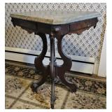 Walnut marble top stand 22"17"30"