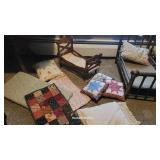 Folding doll bed with extra - pillows, quilt, etc