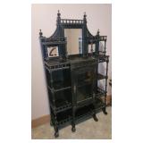 black Victorian Etagere bookcase with 3 mirrors
