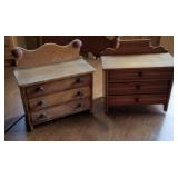 2 vintage primitive doll dressers