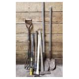 Shovels, picks, sledge hammer