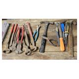 Hammers, fence pliers, screw drivers
