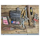 Wrenches, hatchet, pliers, etc