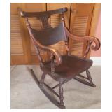 Mahogany rocker with press carved back