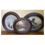 3 nice oval framed prints