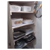 Contents of closet, pyrex, CorningWare, pie
