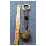 Fat brass sleigh bell on strap