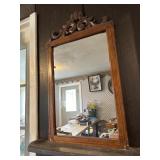 Wood framed mirror approx 29"x16"