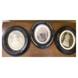 3 early oval frames w/ portraits