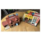 Fisher Price house & garage - in a blue tub