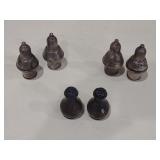 3 sets of Sterling salt and pepper shakers
