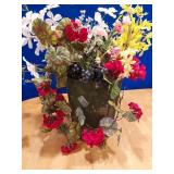 Silk flowers & vintage wire basket