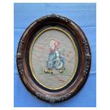 Framed cross stitch - great frame! Approx 14"x12"