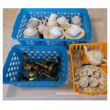 Miniature teas sets & candlesticks