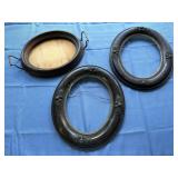 Oval butler tray & 2 old frames