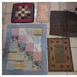 Sm. Quilts, runner, tapestry, etc