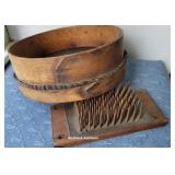 Wool card & wooden sifter