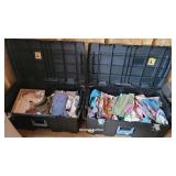 2 nice black tubs of quilting fabric