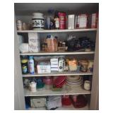 Contents of cupboard, dishes, new Kleenex boxes,