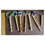 6 Bone lace making bobbins & Awl
