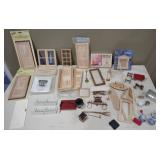 Wooden dollhouse kits, furniture, tea set, etc