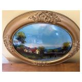 Reverse painting on bowed glass - cottage &