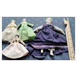 4 china head dolls