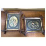 2 Victorian framed prints in Eastlake frames