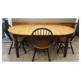 Oval table w/ leaf-6ft & 3 chairs- blonde & dk
