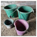 2 heated water buckets, 2 regular
