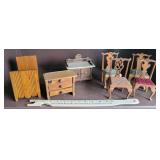 Box dollhouse furniture - bed, dresser, marble