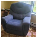 Large overstuffed electric recliner - Navy blue -